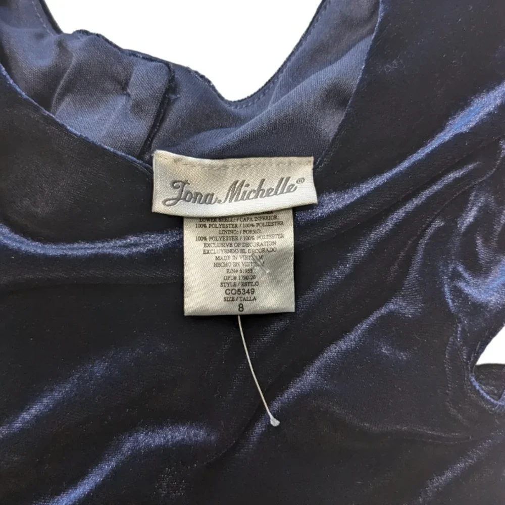 Joan Michele Blue Glitter StripeBow Special Occasion Dress Size 8 - Picture 5 of 7